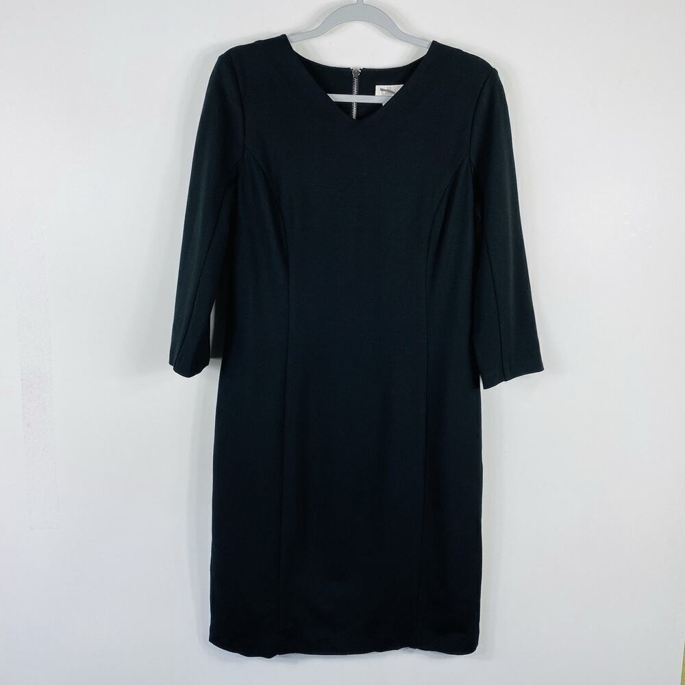 Chico's Size Medium 8 1 So Slimming Ponte Knit Sheath Dress Black LBD